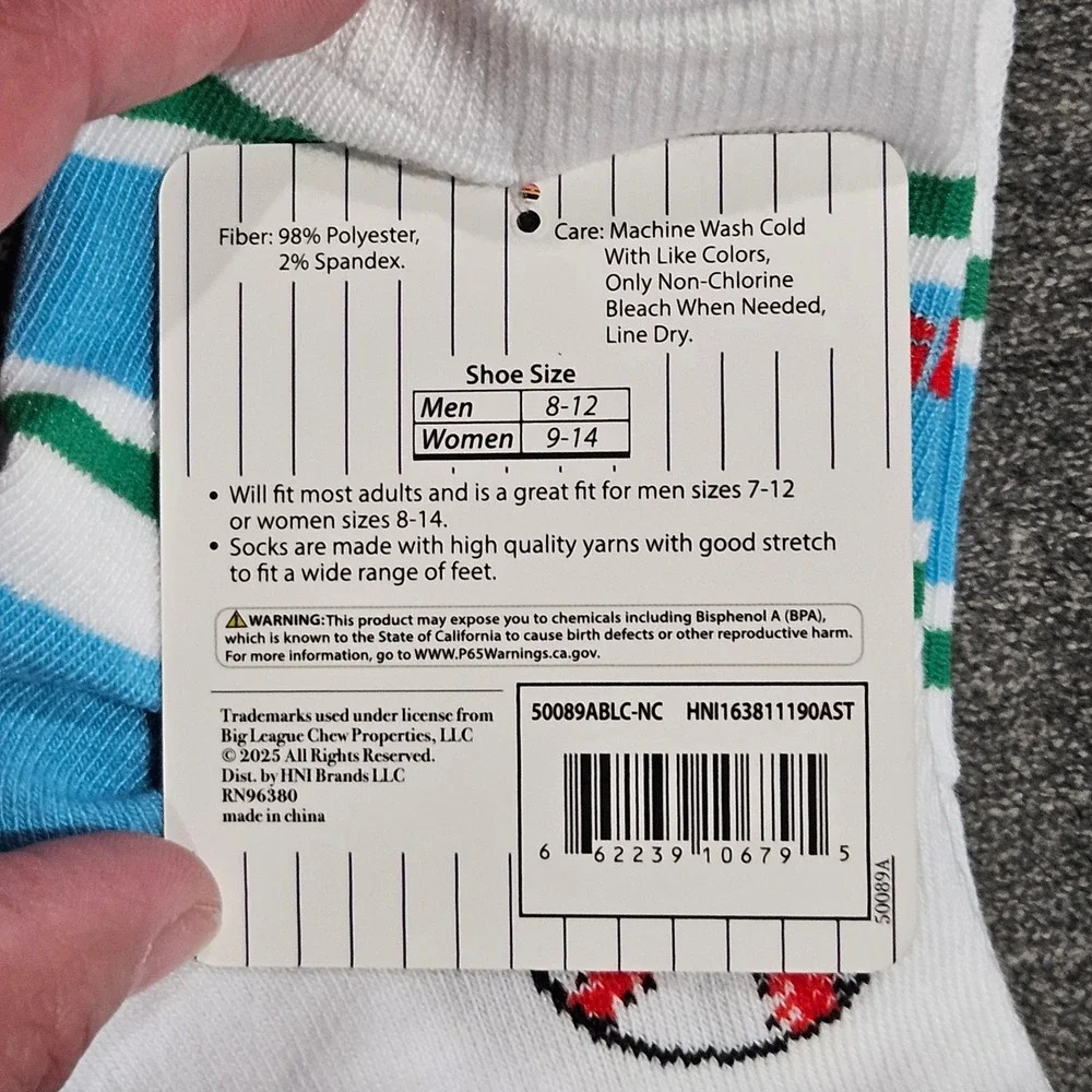 Big‎ League Chew Baseball Quarter Crew Socks White Blue One Size New With Tags